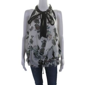 Calvin Rucker Womens Floral Print Sleeveless Tank Top White Black Size Medium